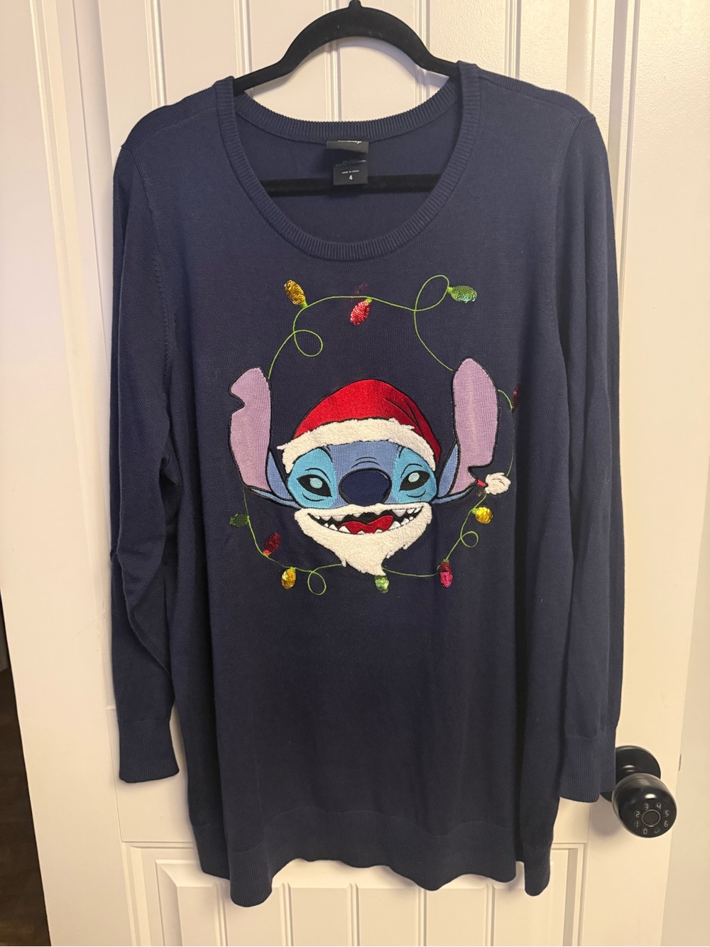 Disney Navy Stitch Christmas Sweater Top